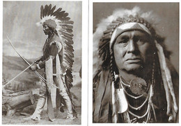 ETATS-UNIS - INDIENS - 2 Cartes Neuves - WHITE MAN RUNS HIM Crow Photo 1908 & Taos Pueble Chief Chef Photo 1875 - Autres & Non Classés