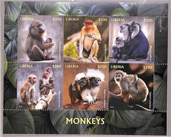 A1997- LIBERIA, ERROR: IMPERF, MINIATURE SHEET - 2020, Monkeys - Monkeys
