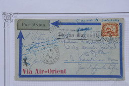 AO12 INDOCHINE  BELLE LETTRE CURIOSITE + MOT DE L AGENT 1934 COCHINCHINE POUR LA FAUTE S. MER  FRANCE ++ AFFRA. PLAISANT - Airmail