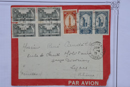 AO 12 MAROC  BELLE LETTRE 1929 CASABLANCA  POUR  LYON FRANCE  + BLOC DE 4 TP +++ AFFRANC. PLAISANT - Aéreo