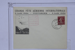 AO 14 FRANCE BELLE  LETTRE  1934 PONTARLIER  MEETING  D AVIATION + AFFRANC. PLAISANT - 1960-.... Briefe & Dokumente