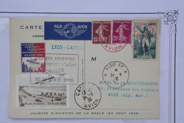AO 14 FRANCE BELLE  CARTE 1936 MEETING D AVIATION  LA BAULE  POUR NICE VAR +++ AFFRANC. PLAISANT - 1960-.... Brieven & Documenten