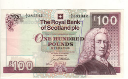 SCOTLAND 100 Pounds  P358b "Royal  Bank Of Scotland"  Dated 30th September 1998  ( Lord Ilay+Balmoral Castle ) - 100 Pond