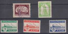 1926-1945. SVERIGE. MALMÖ LOKALPOST 2 Cancelled Stamps And LOKALPOSTEN MALMÖ 3 Never Hinged Stamps.  - JF520097 - Lokale Uitgaven