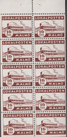 1945. SVERIGE. LOKALPOSTEN MALMÖ 16 ÖRE In Booklet Pane With 10 Stamps Never Hinged Stamps.  - JF520098 - Ortsausgaben