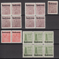 1945. SVERIGE. HUSKVARNA LOKALT 9 Ex 4 öre + 2 Ex 8 ÖRE + 6-block 15 öre All Never Hinged Stamps.  - JF520101 - Emissioni Locali