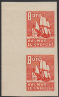 1945. SVERIGE.  KALMAR LOKALPOST Pair 8 ÖRE IMPERFORATED Never Hinged. Unusual Variety.  - JF520105 - Emissions Locales