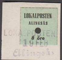 1945. SVERIGE. LOKALPOSTEN ALINGSÅS. 8 öre On Small Piece Cancelled LOKALPOSTEN 19 FEB Alingsås. Unusual.  - JF520117 - Emissions Locales