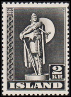 1947. ISLAND. Viking.__ 2 Kr. Grey. Perf. 11½  NEVER HINGED.  (Michel 214E) - JF520152 - Ungebraucht