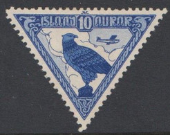 __1930. ISLAND. The Parliament. Alltinget. Air Mail. 10 Aur Blue Falcon HINGED. (Michel 140) - JF520173 - Ungebraucht