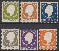 1911. Jon Sigurdsson. Complete Set With 6 Values, Five Stamps Hinged And 25 Aur Orange Neve... (Michel 63-68) - JF520176 - Neufs