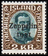 1931. ISLAND. Zeppelin. 2 KR. Chr. X. Hinged. (Michel 149) - JF520192 - Ungebraucht