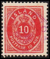 1896. Aur-Issue. 10 Aur Red. Perf. 12½. With Crown Cancel ÆGISSIDA. Unusual.  (Michel 8B) - JF520202 - Gebraucht