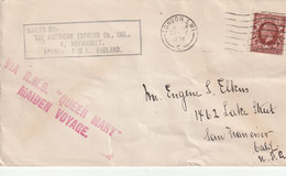 1926 - KGV - Paquebot - QUEEN MARY - Maiden Voyage - London, England, GB To San Francisco, USA - Tear - Postmark Collection
