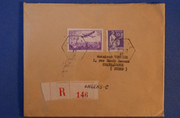 G8 FRANCE LETTRE RECOM.1937 ANGERS POUR CHATEAUROUX + CACHETS HEXAGONAUX + AFFRANCH. INTERESZANT - 1960-.... Storia Postale