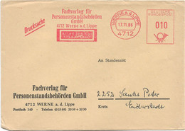 Briefumschlag, Werne A. D. Lippe, Fachverlag Für Personenstandsbehörden GmbH, Schöner Freistempel 1966 - Cartas