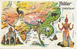 Map Asia Thibet Lhassa India Panda Elephant China  Laos  Siam India  Iran Chiraz  Kaboul  Burma Rangoon Hong Kong Etc - Tíbet