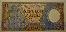 INDONESIA 10 RUPIAH 1963 PICK 89 UNC - Indonésie