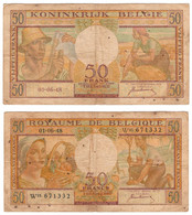 Belgium 1948 P-133a 50 Francs Bank Note - Sonstige & Ohne Zuordnung