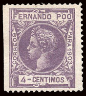 Fernando Poo - Edi ** 123 - 1903 - 4cts. Lila - Variedad S/Dentar Margen Izquierdo - No Catalogado - Fernando Po