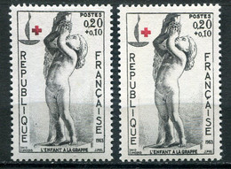 23620 FRANCE N°1400g**(Cérés) 20c.+10c. David D'Angers : Bavure Noir Sur La Croix-rouge + Normal (non Fourni) 1963  TB - Abarten: 1960-69 Ungebraucht