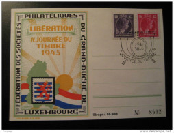 1945 Liberation WW2 WWII Cancel + 2 Stamp On Card Luxembourg Militar War - Commemoration Cards