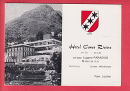 OUDE POSTKAART - ZWITSERLAND -  HOTEL CANVA RIVIERA - LUGANO - TI Ticino