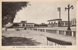 CASABLANCA (Maroc) à Petit Prix - Place Administrative - Cachet 37e Régiment D'Aviation - 1937 -  Bon état - 2 Scans - Casablanca