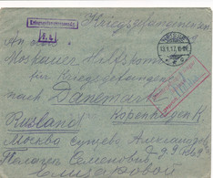 OFFIZIERGEFANGENENLAGER NEISSE GEPRÜFT   NAAR KOPENHAGEN  1917    2 SCANS - Kriegsgefangenschaft