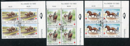 FINLAND 1994 Red Cross: Horses Blocks Of 4 Used.  Michel  1245-47 - Gebruikt