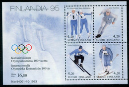 FINLAND 1994 Centenary Of Olympic Committee Block  MNH / **.  Michel  Block 11 - Unused Stamps