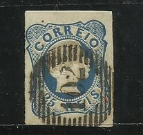 Portugai 1857/8 D Pedro Cabelos Anelados # 12 -25rs Azul Usado. Carimbo 102 Viana.Lt145 - Gebraucht