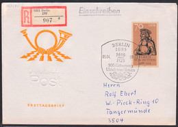 Ulrich Von Hutten 70 Pf. Marke Aus Block 93, DDR 3167 R-Brief SoSt. 5.4.88 Portogenau - FDC: Buste