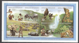 Centrafrica 1997, Scout, Eagle, Pellican, Elephant, Hippo, Leopard, Camera, Lion, 8val In BF IMPERFORATED - Nuevos