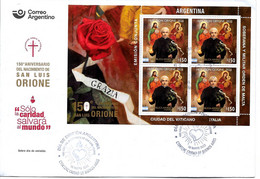 #75112 ARGENTINE,ARGENTINA 2022 DON ORIONE JOINT ISSUE ITALIA-VATICANO-S.O.MALTA S/SHEET FDC - 2021-...: Mint/hinged