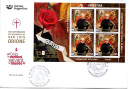 #75112 ARGENTINE,ARGENTINA 2022 DON ORIONE JOINT ISSUE ITALIA-VATICANO-S.O.MALTA RELIGION S/SHEET FDC - Unused Stamps