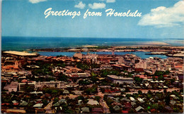 Hawaii Honolulu Greetings Showing Downtown Business Section 1960 - Honolulu