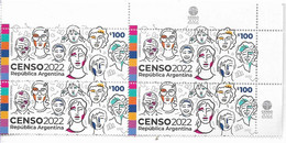 #75107 ARGENTINE,ARGENTINA 2022 POBLATION CENSUS BLOC OF 4 MNH - Nuevos