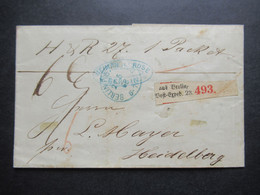 AD NDP 1868 Nr.4 Und 6 MiF Paketbegleitbrief Blaue Stempel Berlin Post Expedition Klebezettel Aus Berlin Nach Heidelberg - Briefe U. Dokumente