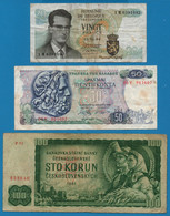 LOT BILLETS 3 BANKNOTES: BELGIQUE - GREECE - CZECHOSLOVAKIA - Lots & Kiloware - Banknotes