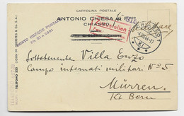 HELVETIA SUISSE CARTOLINA CHIESA CHIASSO 4.VIII.1944 TO MURREN BERN + ZUZUSTELLEN - Postmarks