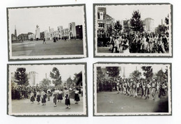 4x Orig. Foto 1951 DDR Berlin Treptow Köpenick Weltfestspiele ? Umzug, Banner, Propaganda, Trachten, Ortspartie - Treptow