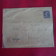 LETTRE RECOMMANDE HYERES - Covers & Documents