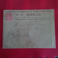 LETTRE FREJUS TONNELLERIE ET FOUDRES EN TOUS GENRES POUR GONFARON 1907 - Storia Postale