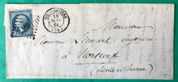 France N°14 Sur Lettre (LSC) TAD Coulommiers (73) 18.1.1861 + PC 985 - (C511) - 1849-1876: Klassik