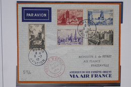 C1 FRANCE   BELLE LETTRE 1946 VOYAGE  D ETUDE  AIR FRANCE PARIS BRAZZAVILLE CAMEROUN +++AFFRANC. PLAISANT - 1960-.... Brieven & Documenten