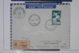 C1 FRANCE   BELLE LETTRE RR 1946 VOYAGE  D ETUDE  AIR FRANCE PARIS LEOPOLDVILLE CONGO BELGE++++AFFRANC. PLAISANT - 1960-.... Cartas & Documentos