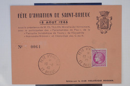 C1 FRANCE   BELLE CARTE  1946 FETE DE L AVIATION ST BRIEUC +++AFFRANC. PLAISANT - 1960-.... Lettres & Documents