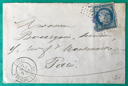 France N°60C Sur Lettre Claye-Souilly (73) 5.7.1875 + GC 1043 - (C519) - 1849-1876: Klassik