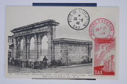 C1 FRANCE   BELLE CARTE  1946 MEETING D AVIATION DE DAX ++VIGNETTE +AFFRANC. PLAISANT - 1960-.... Storia Postale